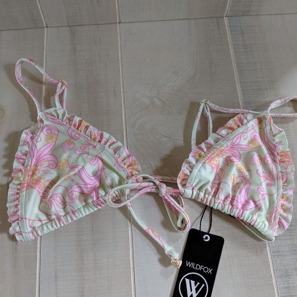 Wildfox Other - NWT Wildfox Vintage Unicorn Ruffle Bikini Top